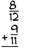 What is 8/12 + 9/11?