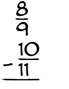 What is 8/9 - 10/11?