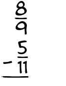 What is 8/9 - 5/11?