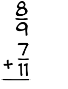 What is 8/9 + 7/11?