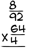 What is 8/92 x 64/4?