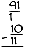 What is 91/1 - 10/11?