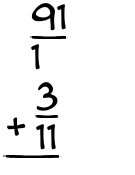 What is 91/1 + 3/11?