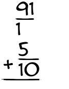 What is 91/1 + 5/10?