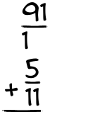 What is 91/1 + 5/11?