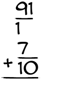 What is 91/1 + 7/10?