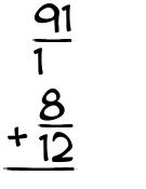 What is 91/1 + 8/12?