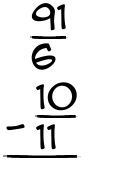 What is 91/6 - 10/11?