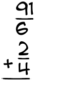 What is 91/6 + 2/4?