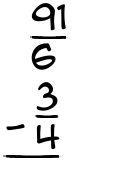 What is 91/6 - 3/4?