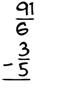 What is 91/6 - 3/5?
