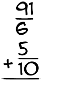What is 91/6 + 5/10?