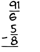 What is 91/6 - 5/8?