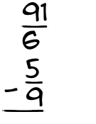 What is 91/6 - 5/9?