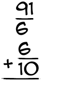 What is 91/6 + 6/10?