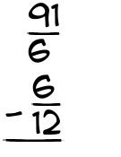 What is 91/6 - 6/12?