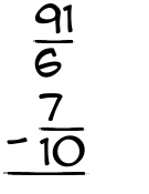 What is 91/6 - 7/10?