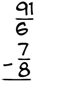 What is 91/6 - 7/8?
