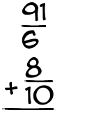 What is 91/6 + 8/10?