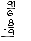 What is 91/6 - 8/9?