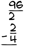 What is 96/2 - 2/4?