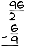 What is 96/2 - 6/9?