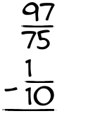 What is 97/75 - 1/10?