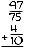 What is 97/75 + 4/10?