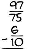 What is 97/75 - 6/10?