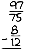 What is 97/75 - 8/12?