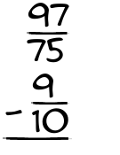What is 97/75 - 9/10?