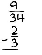 What is 9/34 - 2/3?