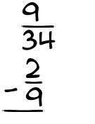 What is 9/34 - 2/9?