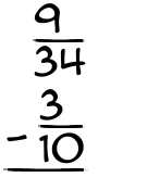 What is 9/34 - 3/10?