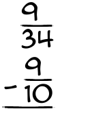 What is 9/34 - 9/10?