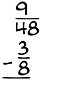 What is 9/48 - 3/8?