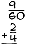 What is 9/60 + 2/4?
