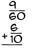 What is 9/60 + 6/10?
