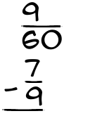 What is 9/60 - 7/9?