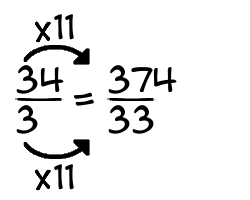 34/3 times 11