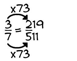 3/7 times 73