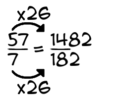 57/7 times 26
