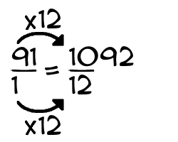 91/1 times 12